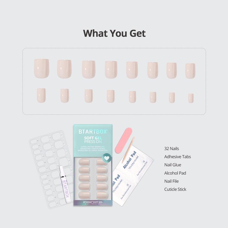 Brief Nude Square Nails - Soft Gel Press On