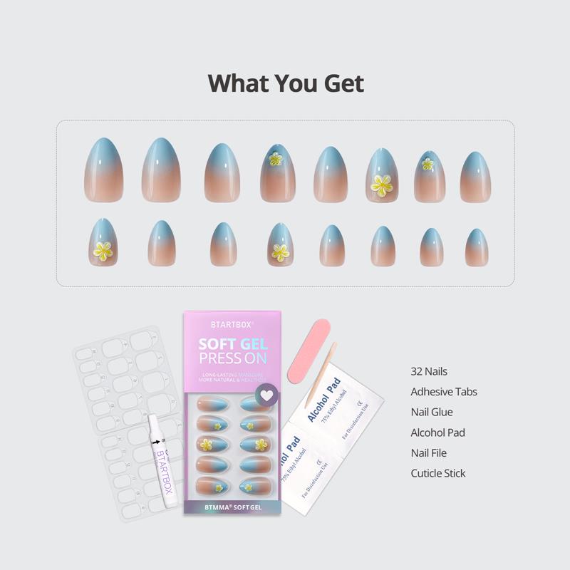 Garden Party Almond Nails - Soft Gel Press On