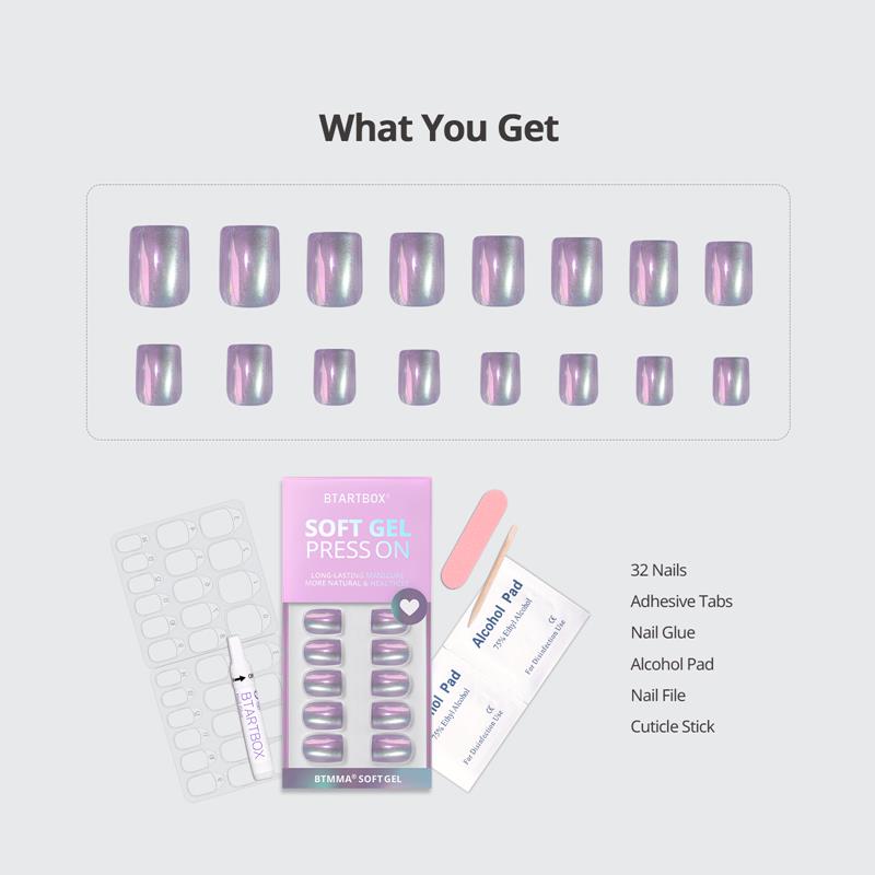 Glass Ocean Square Nails - Soft Gel Press On
