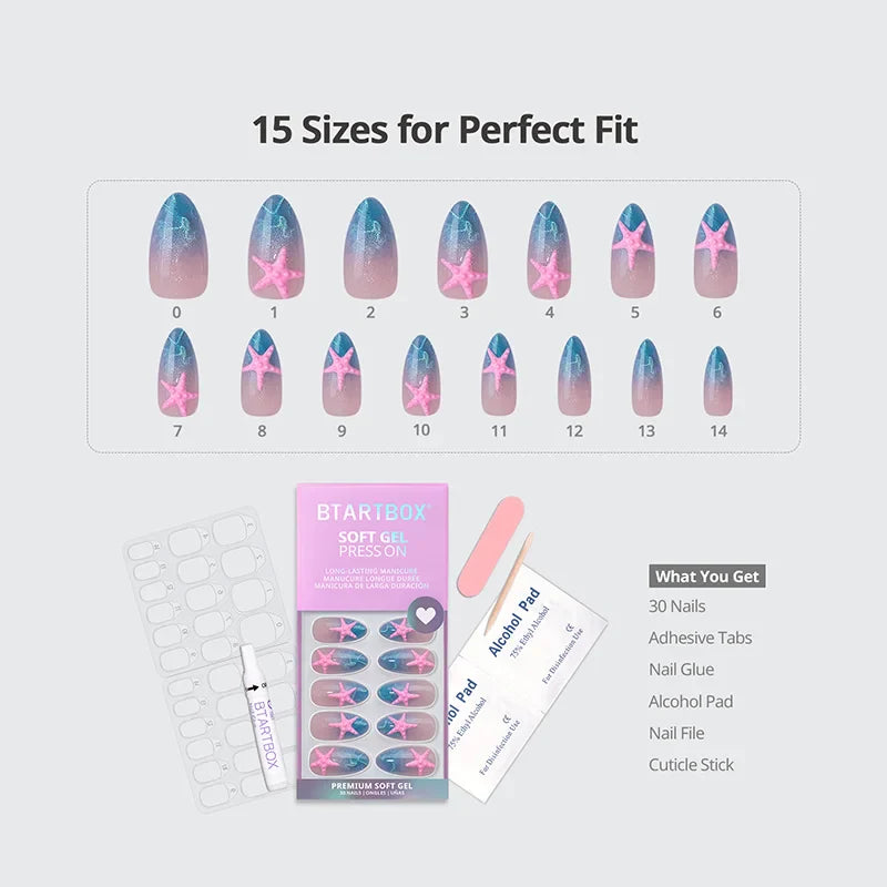 Star Shore Almond Nails - Soft Gel Press On