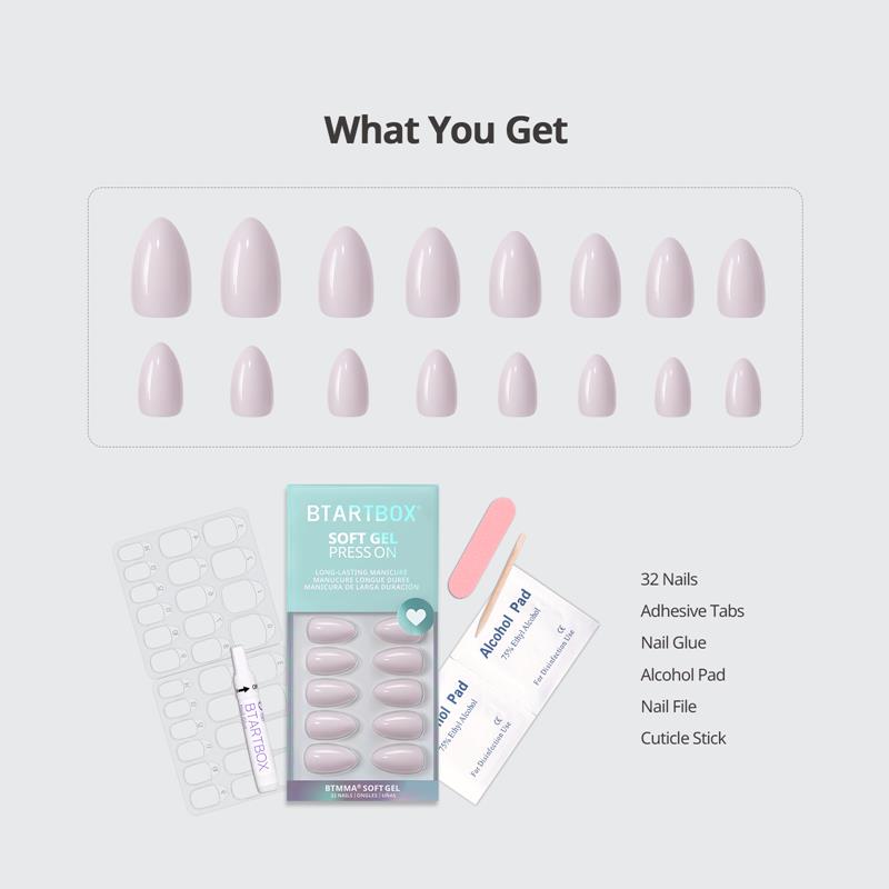 Satin Memo Almond Nails - Soft Gel Press On