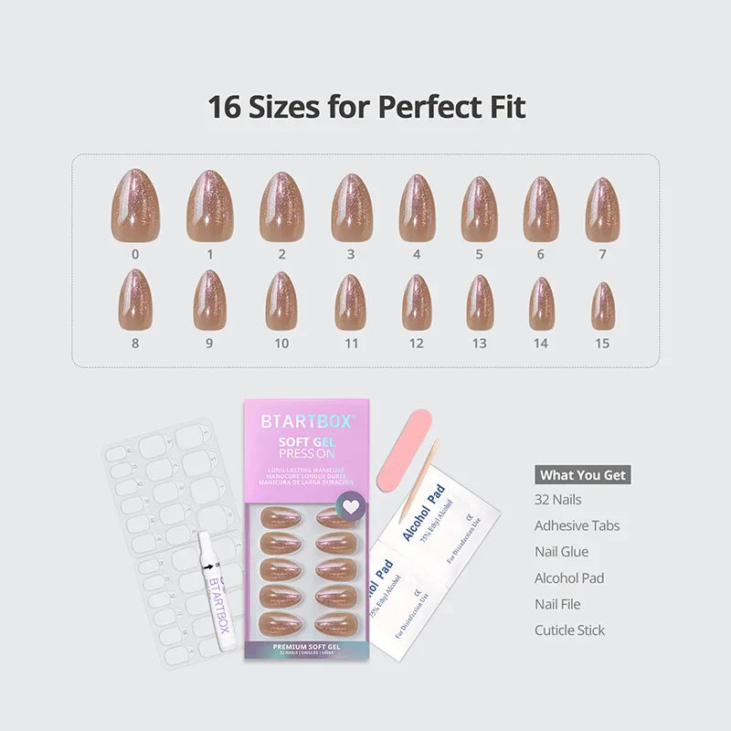Champagne Mood Almond Nails - Soft Gel Press On