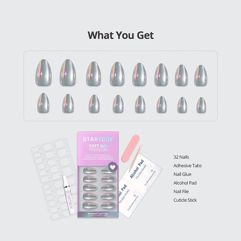 Chaos Chrome Almond Nails - Soft Gel Press On