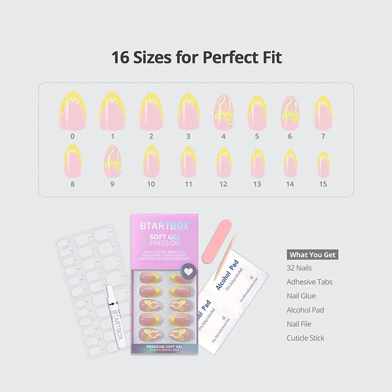 Sunny Side Almond Nails - Soft Gel Press On