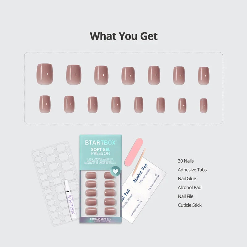 Clay Kiss Square Nails - Soft Gel Press On