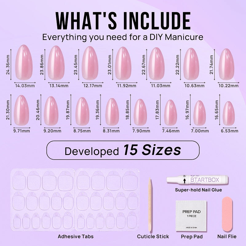 Lotus Glazed Almond Nails - Soft Gel Press On