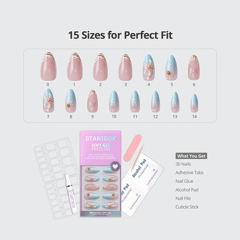 Tide Play Almond Nails - Soft Gel Press On