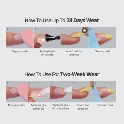 how to apply btartbox press on nails for 28 days wear and 2 week wear