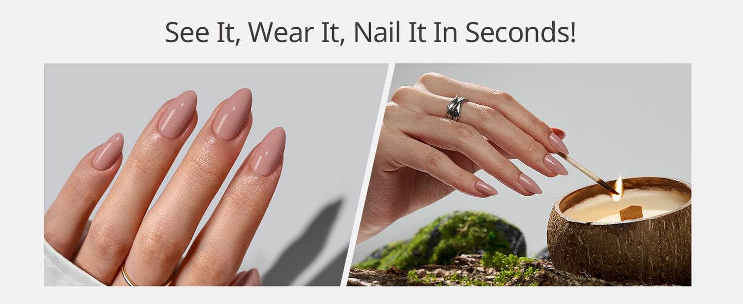 Nail polish advertisement with hands and a coconut candle.