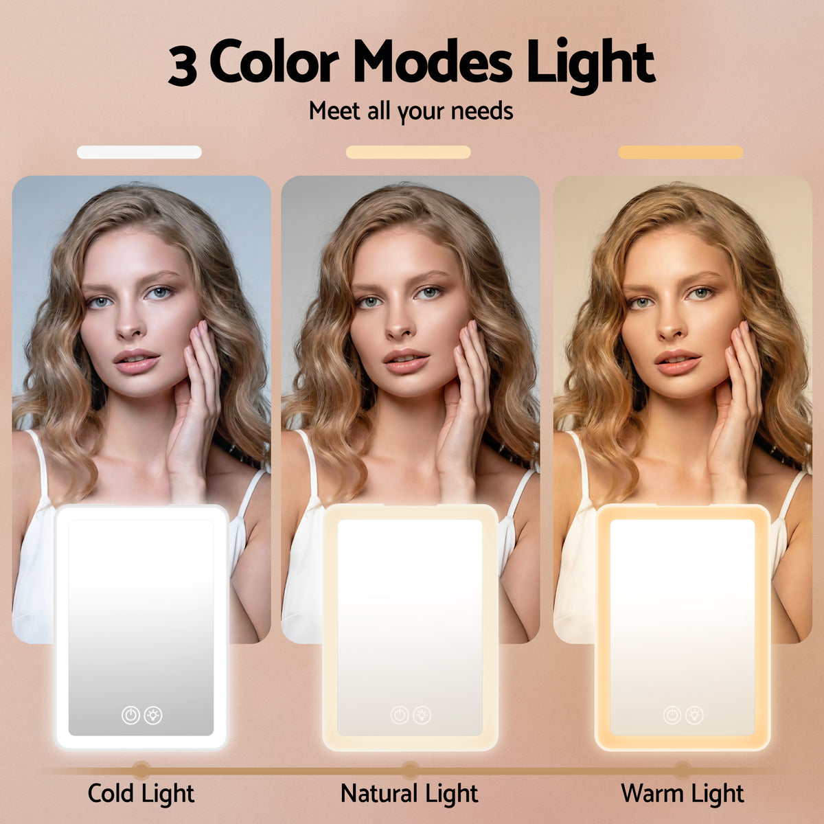 Embellir Portable Travel Makeup Mirror Rechargeable Makeup Mirror with Lights 10x Magnifier White VXN Beauty