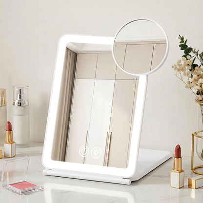 Embellir Portable Travel Makeup Mirror Rechargeable Makeup Mirror with Lights 10x Magnifier White VXN Beauty