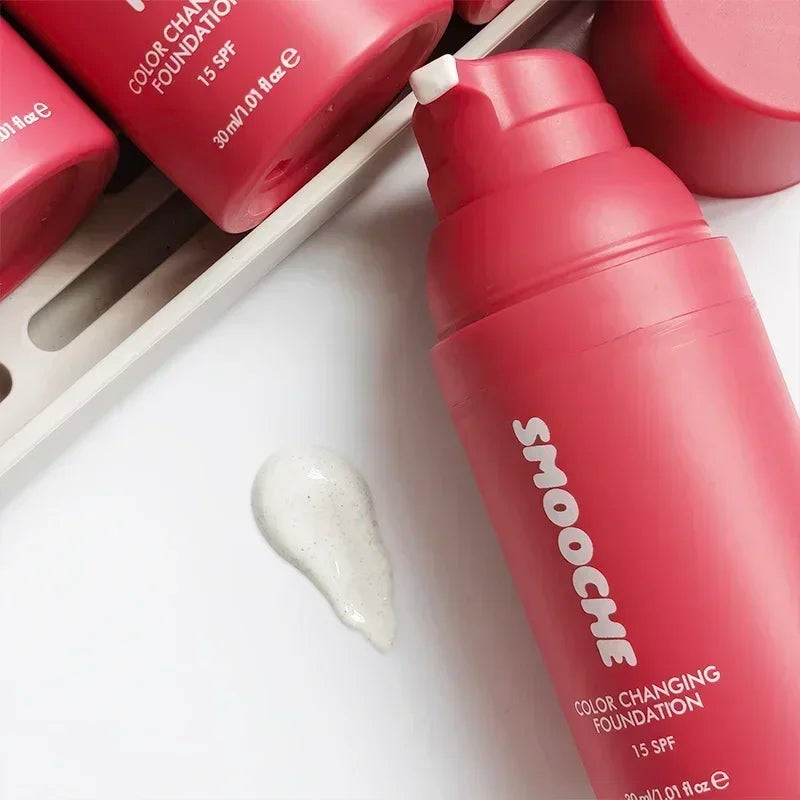 Smooche SPF15 Color Changing Liquid Foundation Lightweight Self Adjusting Skin Tone Match Moisturizing Natural Glow Makeup Base VXN Beauty