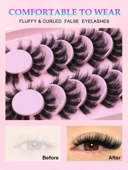 6 Pairs Strip Eyelashes, Fluffy Faux Mink Lashes for Makeup, Natural Full Look VXN Beauty