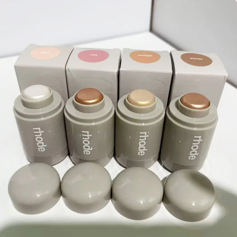 Rhode Shiny Highlight Stick, 4 Colors Glossy Bronzer, Sunlight Pearl Rose Multi-use Makeup Stick for Cheekbone & Lip VXN Beauty