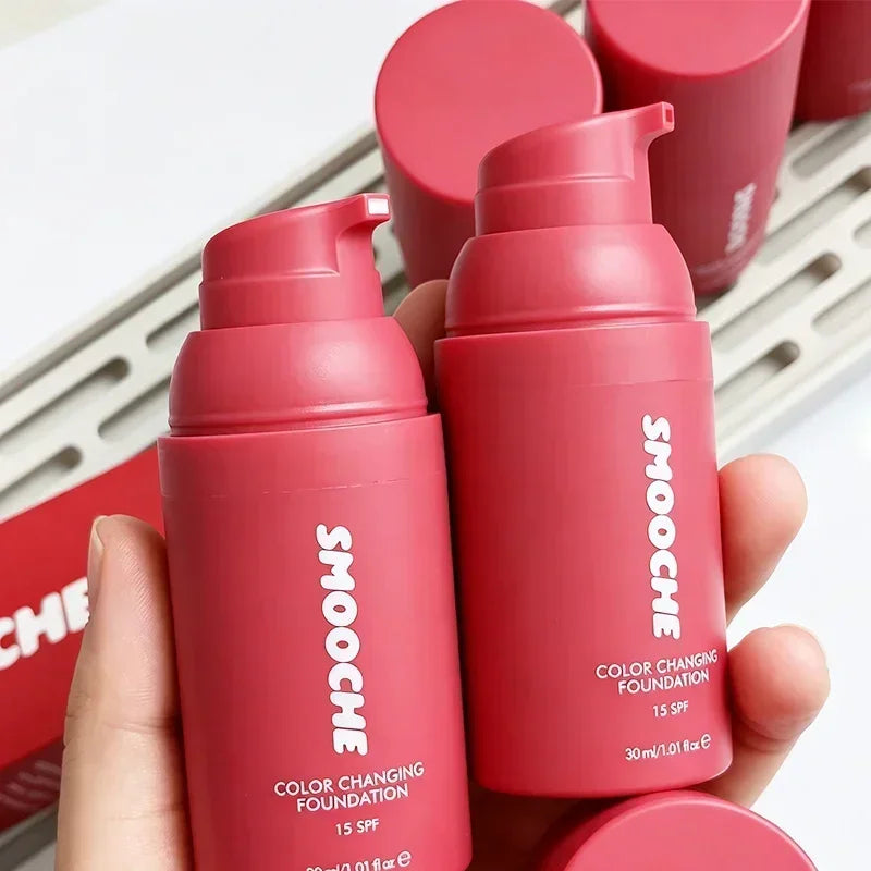 Smooche SPF15 Color Changing Liquid Foundation Lightweight Self Adjusting Skin Tone Match Moisturizing Natural Glow Makeup Base VXN Beauty