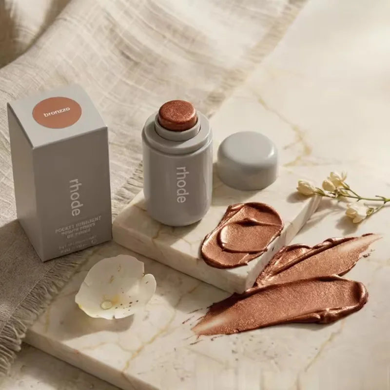 Rhode Shiny Highlight Stick, 4 Colors Glossy Bronzer, Sunlight Pearl Rose Multi-use Makeup Stick for Cheekbone & Lip VXN Beauty