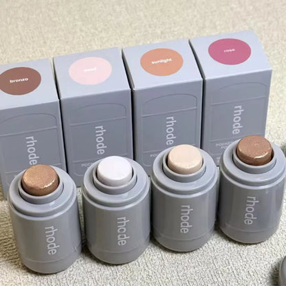 Rhode Shiny Highlight Stick, 4 Colors Glossy Bronzer, Sunlight Pearl Rose Multi-use Makeup Stick for Cheekbone & Lip VXN Beauty
