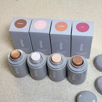 Rhode Shiny Highlight Stick, 4 Colors Glossy Bronzer, Sunlight Pearl Rose Multi-use Makeup Stick for Cheekbone & Lip VXN Beauty