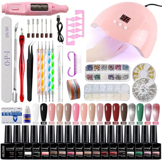 Nail Art Kit Gel Lamp Nail Grinder Nail Polishes Nail Art Tools Nail - Multi - Size Set1 VXN Beauty