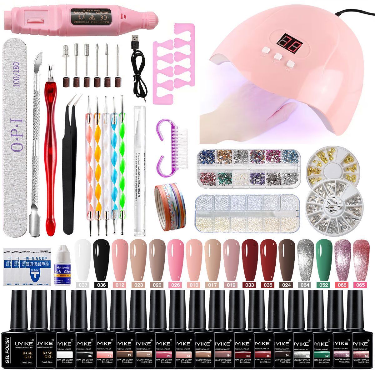 Nail Art Kit Gel Lamp Nail Grinder Nail Polishes Nail Art Tools Nail - Multi - Size Set2 VXN Beauty