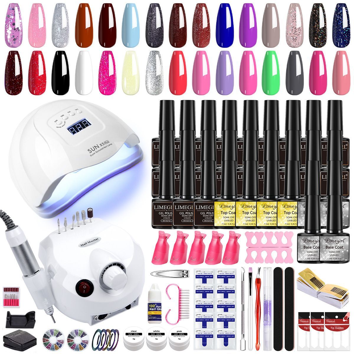 Nail Art Kit Gel Lamp Nail Grinder Nail Polishes Nail Art Tools Nail - Multi - Size 168-7 VXN Beauty