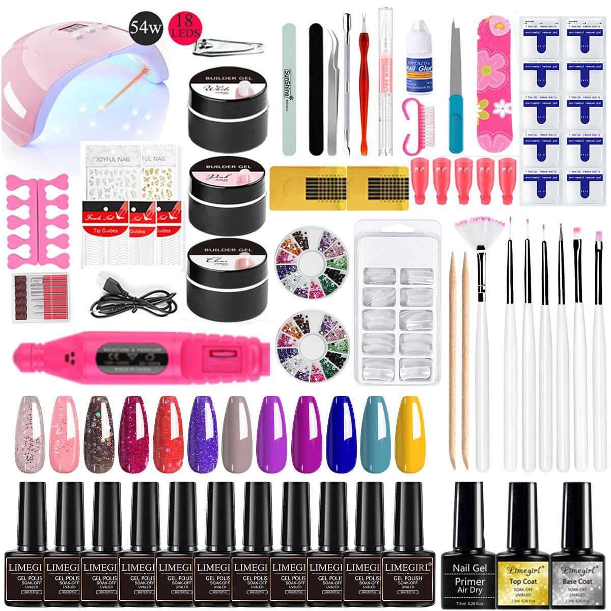 Nail Art Kit Gel Lamp Nail Grinder Nail Polishes Nail Art Tools Nail - Multi - Size 168-7 VXN Beauty