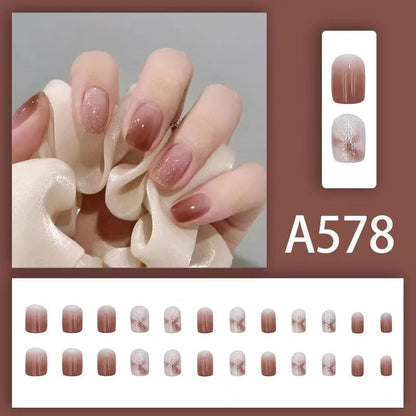 12 boxes / 288 pieces, white light luxury fashion French ins style flash sweet cool simple empress spicy girl new spring wear nail set VXN Beauty