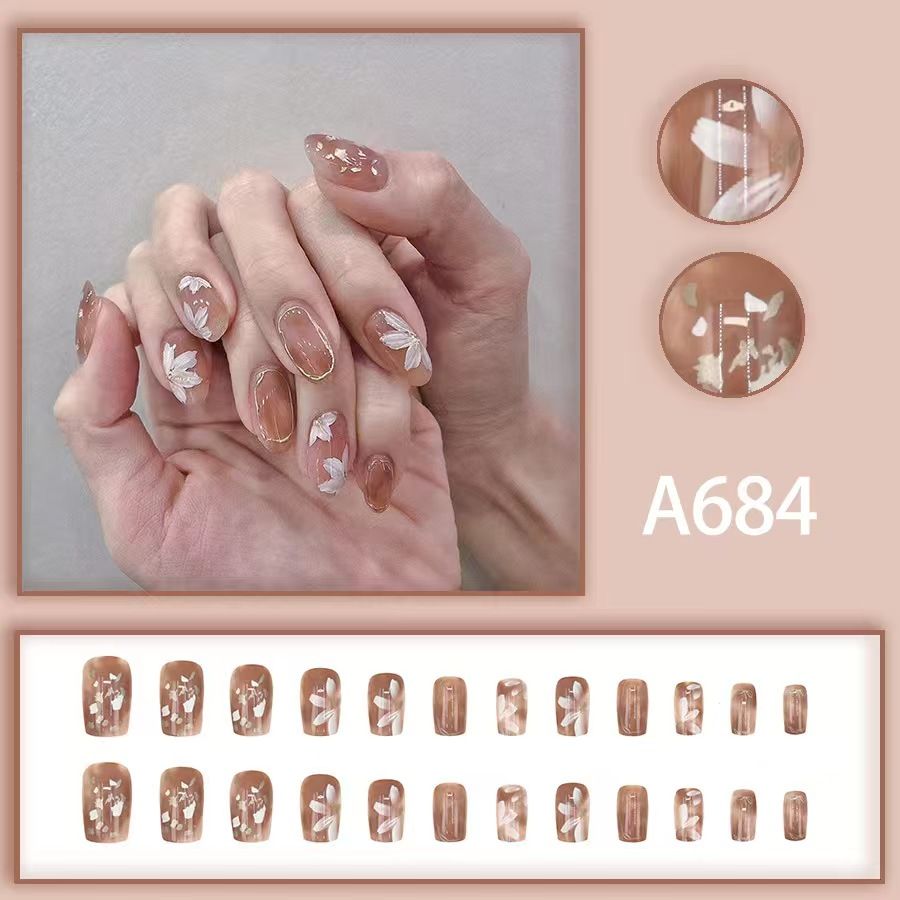 12 boxes / 288 pieces, white light luxury fashion French ins style flash sweet cool simple empress spicy girl new spring wear nail set VXN Beauty