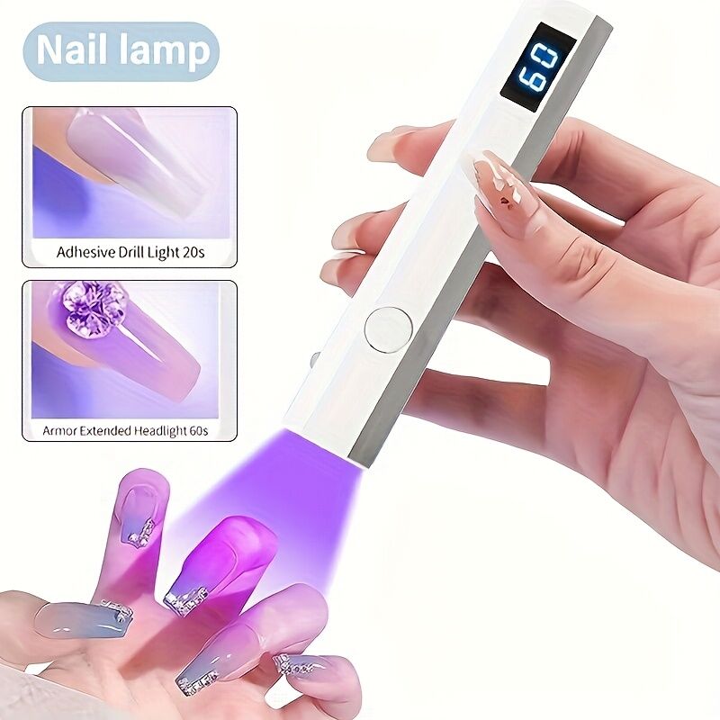 A compact portable gel nail polish lamp with a digital display — this wireless lamp lights up quickly and is perfect for home nail salons and travel. VXN Beauty