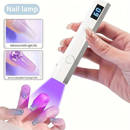 A compact portable gel nail polish lamp with a digital display — this wireless lamp lights up quickly and is perfect for home nail salons and travel. VXN Beauty