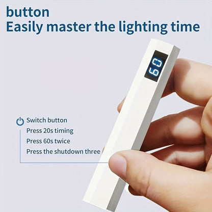 A compact portable gel nail polish lamp with a digital display — this wireless lamp lights up quickly and is perfect for home nail salons and travel. VXN Beauty