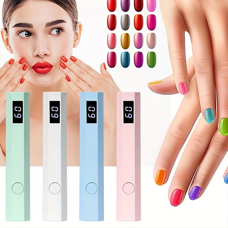 A compact portable gel nail polish lamp with a digital display — this wireless lamp lights up quickly and is perfect for home nail salons and travel. VXN Beauty