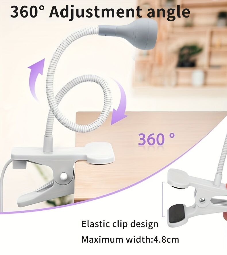 Straight UV/LED Nail Lamp, Table Lamp, Night Light, USB Nail Clamp Light, Gel Polish Curing Light with UV/LED Dual Function（WHITE） VXN Beauty
