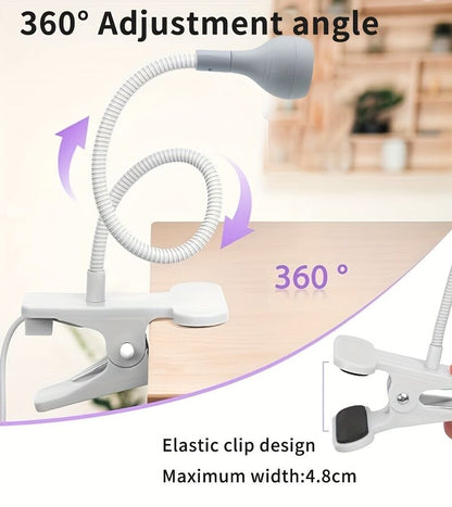Straight UV/LED Nail Lamp, Table Lamp, Night Light, USB Nail Clamp Light, Gel Polish Curing Light with UV/LED Dual Function.（BLACK） VXN Beauty