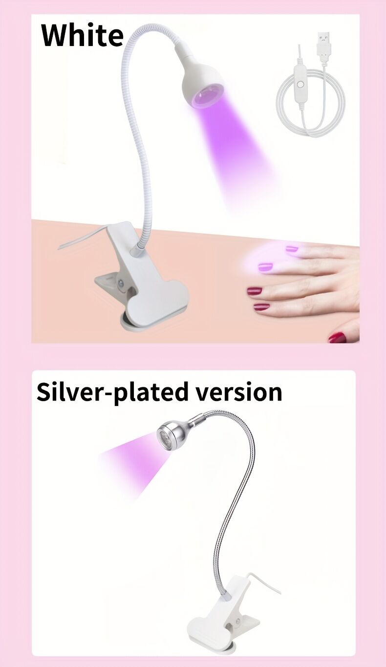 Straight UV/LED Nail Lamp, Table Lamp, Night Light, USB Nail Clamp Light, Gel Polish Curing Light with UV/LED Dual Function.（BLACK） VXN Beauty