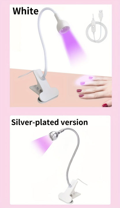 Straight UV/LED Nail Lamp, Table Lamp, Night Light, USB Nail Clamp Light, Gel Polish Curing Light with UV/LED Dual Function.（silver） VXN Beauty