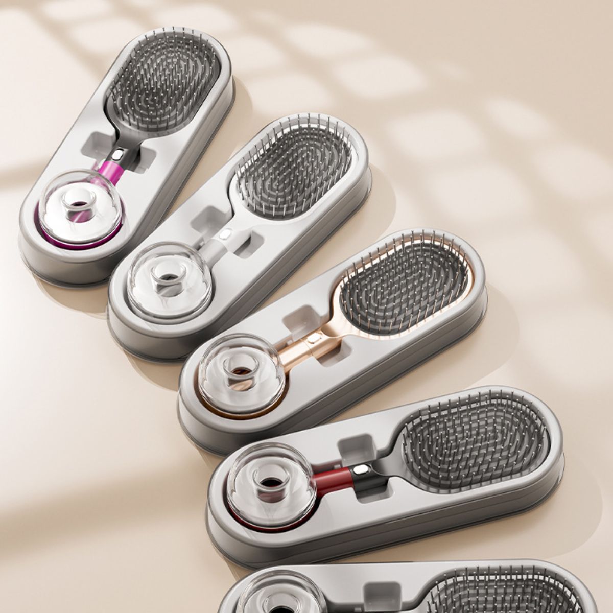 Air Cushion Massage Hair Brush Set with Wall Mount Holder Base - Black VXN Beauty