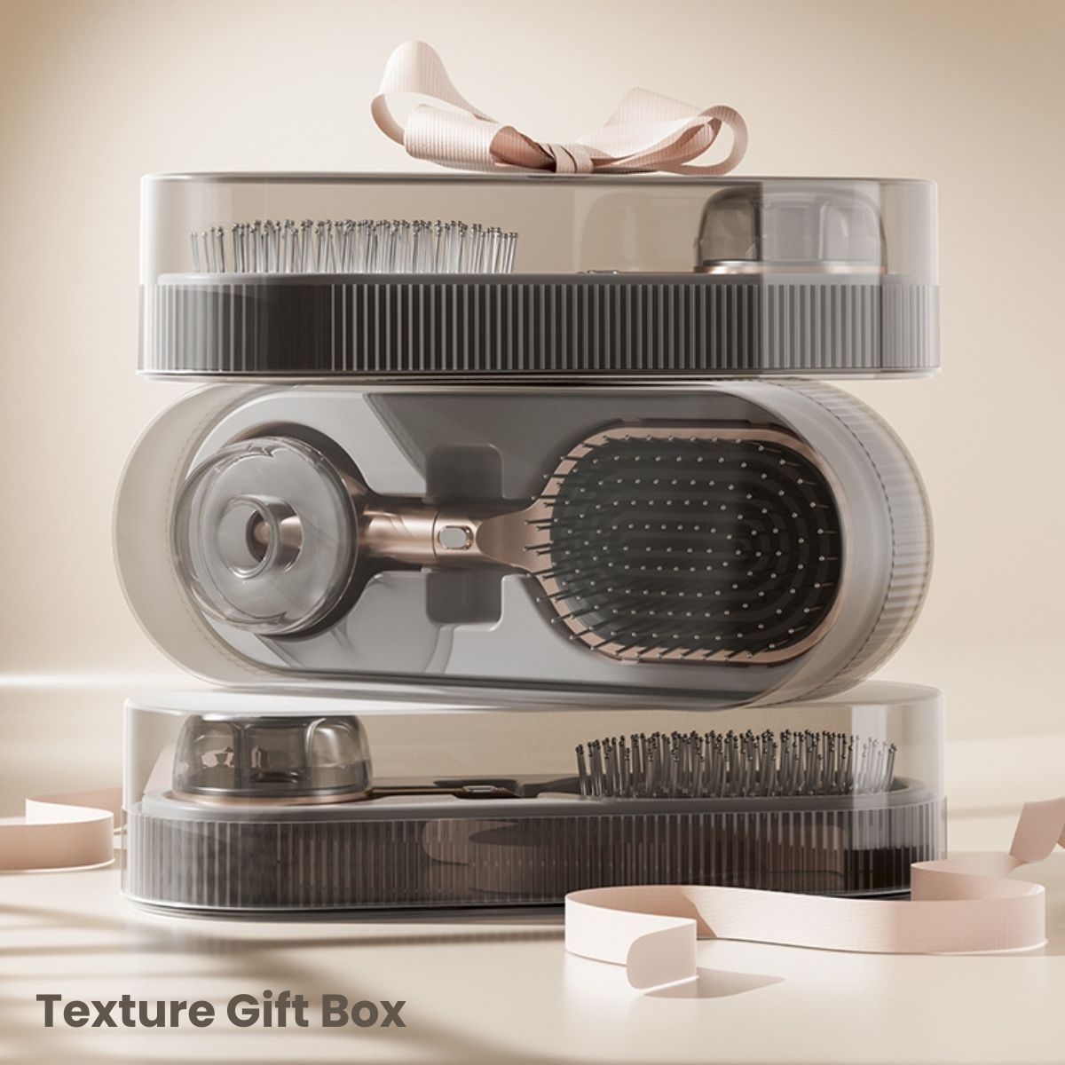 Air Cushion Massage Hair Brush Set with Wall Mount Holder Base - Black VXN Beauty