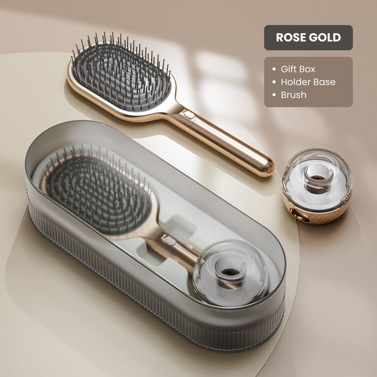 Air Cushion Massage Hair Brush Set with Wall Mount Holder Base - Golden VXN Beauty