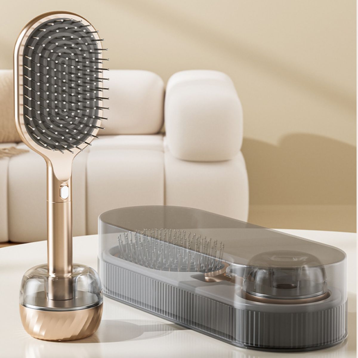 Air Cushion Massage Hair Brush Set with Wall Mount Holder Base - Golden VXN Beauty