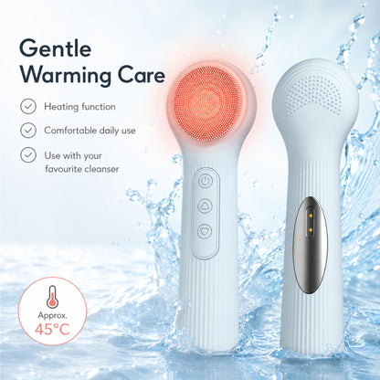 Silicone Facial Cleansing Brush Sonic Vibration Heating Waterproof Rechargeable-PINK VXN Beauty