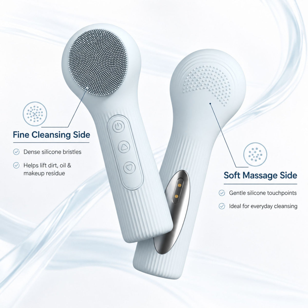 Silicone Facial Cleansing Brush Sonic Vibration Heating Waterproof Rechargeable-PINK VXN Beauty