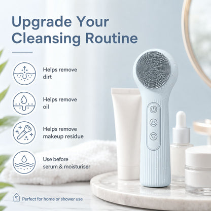 Silicone Facial Cleansing Brush Sonic Vibration Heating Waterproof Rechargeable-PURPLE VXN Beauty