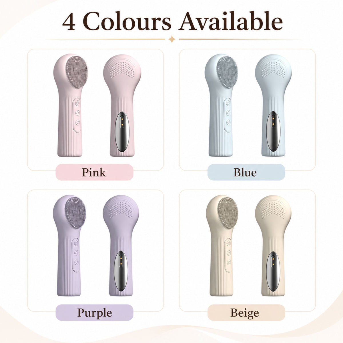 Silicone Facial Cleansing Brush Sonic Vibration Heating Waterproof Rechargeable-PURPLE VXN Beauty