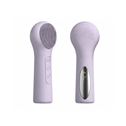 Silicone Facial Cleansing Brush Sonic Vibration Heating Waterproof Rechargeable-PURPLE VXN Beauty