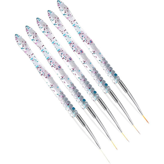 5 pcs 7/9/11/15/20Mm Nail Art Brush Set, Acrylic Crystal Liner Brush Nail Art Nylon Brush Head Nail Tools For Diy Design VXN Beauty