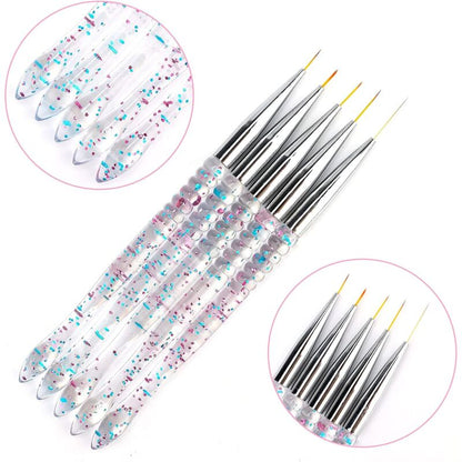 5 pcs 7/9/11/15/20Mm Nail Art Brush Set, Acrylic Crystal Liner Brush Nail Art Nylon Brush Head Nail Tools For Diy Design VXN Beauty