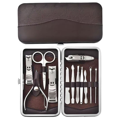 12-Piece Manicure Pedicure Kit, Professional Nail Clipper Grooming Set, Brown Croc Case VXN Beauty