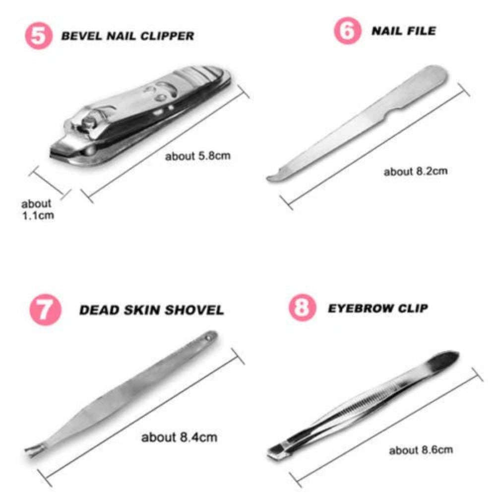 12-Piece Manicure Pedicure Kit, Professional Nail Clipper Grooming Set, White Plaid Case VXN Beauty