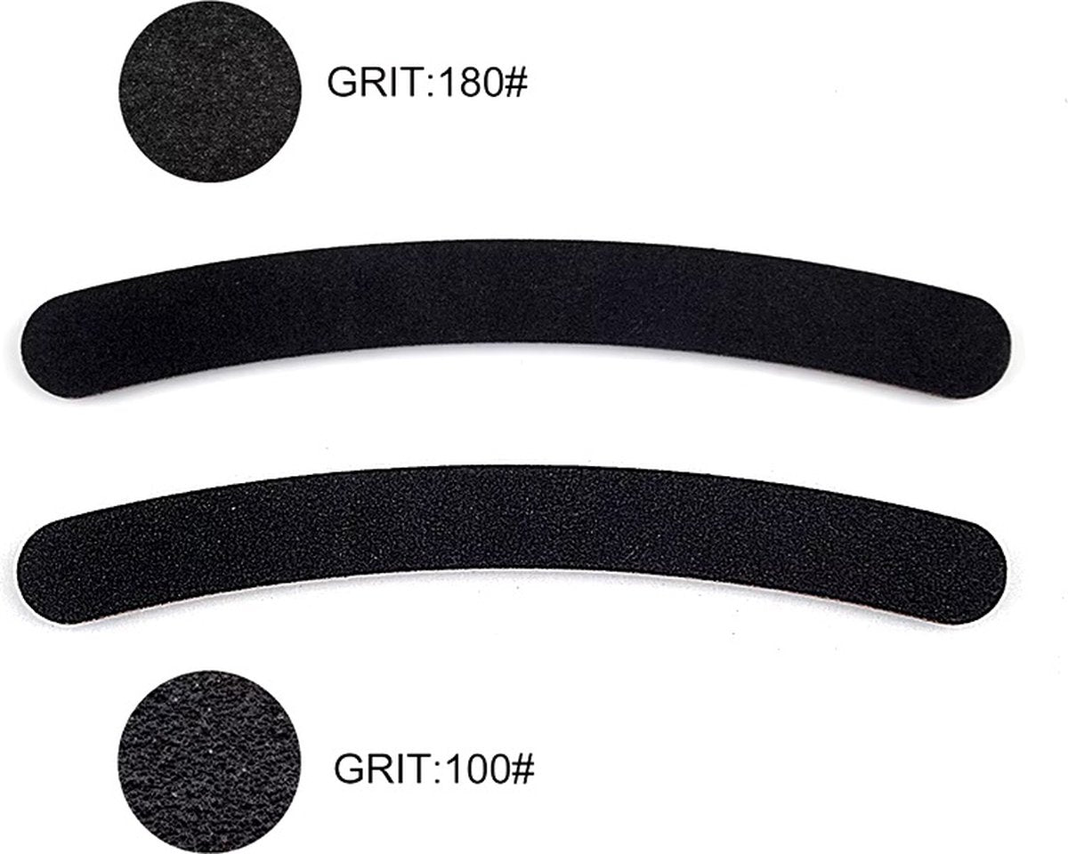 5x Boomerang Files 100/180 Grit | Curved Nail Buffer | Nail File | Polishing Block | Nail Polishing Block | Buffer Block | Nail Buffer | 17 x 2 Cm | Black VXN Beauty